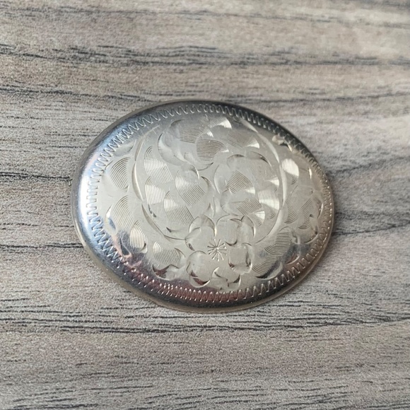 2x Sterling Silver Brooches - Engraved Flower & Leaves - Picture 7 of 10